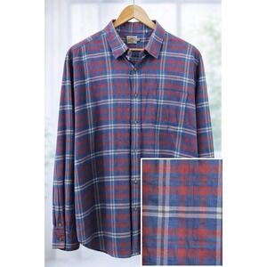 Faherty Mens Lightweight Flannel Button Down Supima Cotton Viscose Blue Plaid XL